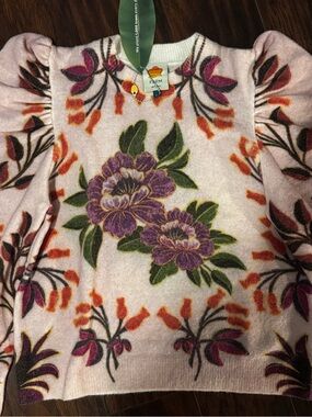 NWT FARM RIO FLORAL WOOL BLEND SWEATER SZ L
